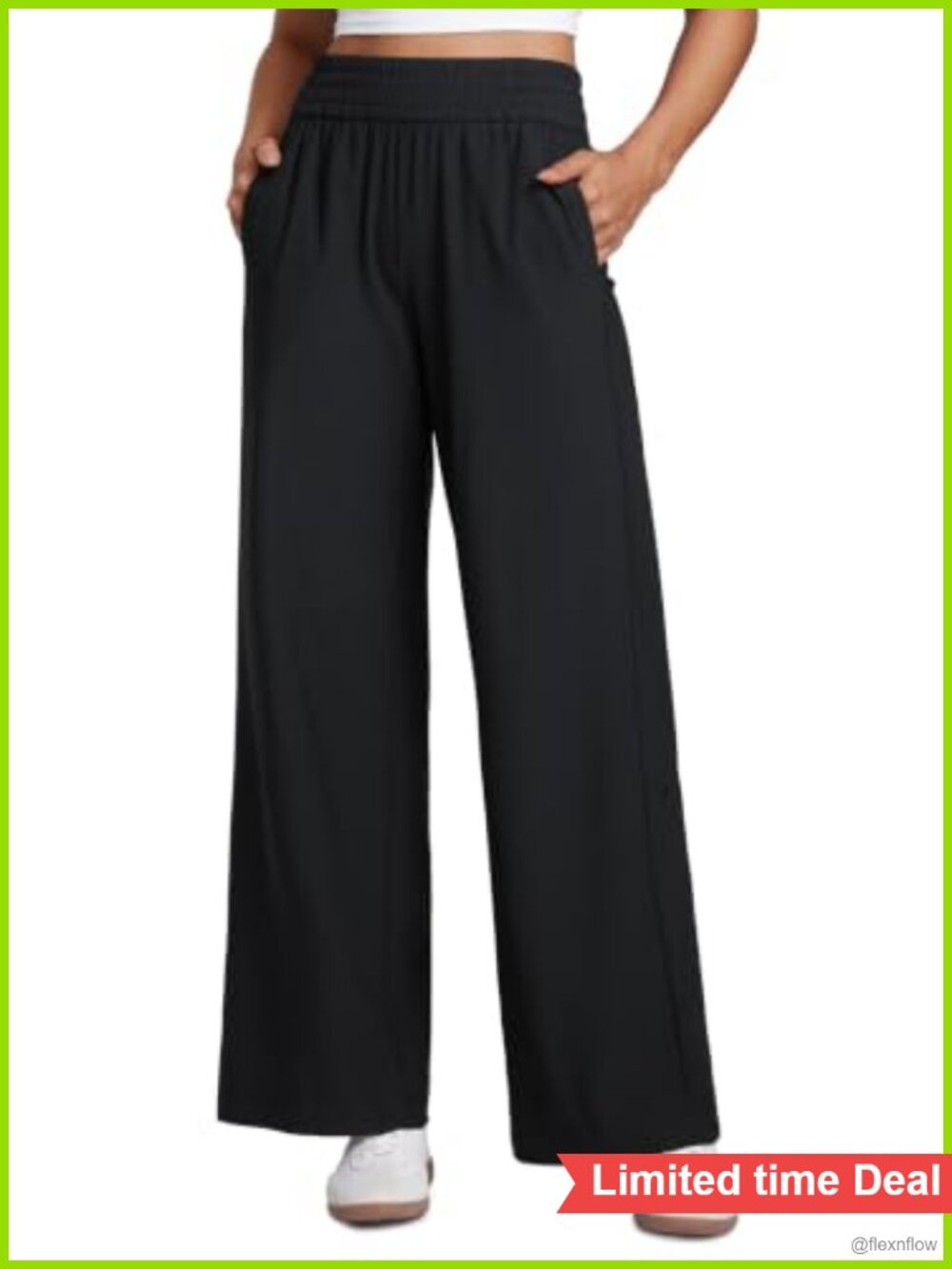 Drapey Wide Leg Casual Pants High Rise with Pockets